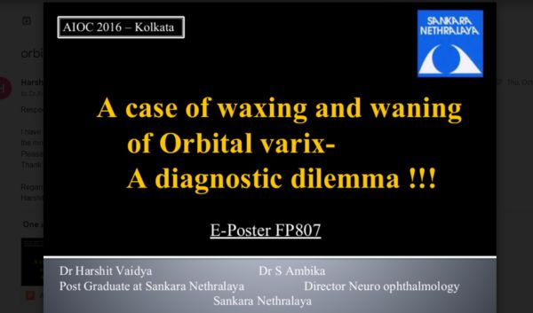 Presented a Case Study at All India Ophthalmology Conference (AIOC) Kolkatta, 2016